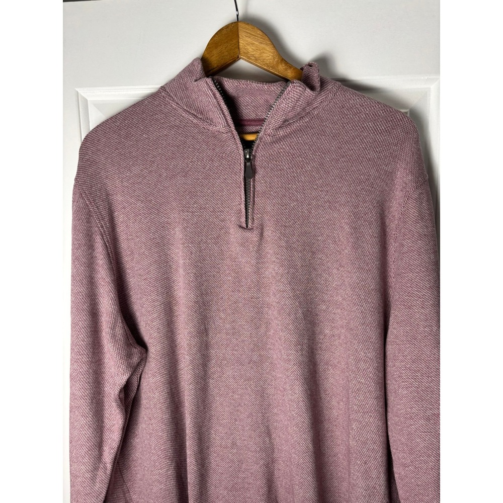 Jos A Bank Reserve Mens XL Red Textured 1/4 Zip Cotton Sweater Business
